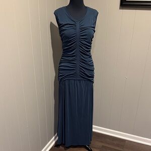 Modern Citizen Ruched Formal Navy Midnight Blue Gathered Sleeveless Maxi Dress